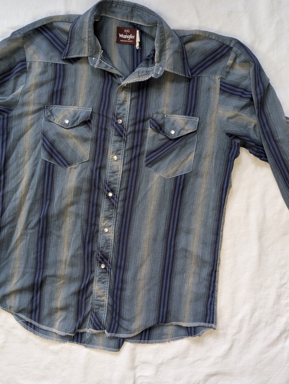 Wrangler Lightweight Pearl Snap Long Sleeve Lg